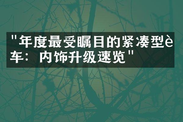 "年度最受瞩目的紧凑型轿车：内饰升级速览"