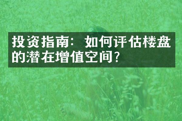 投资指南：如何评估楼盘的潜在增值空间？