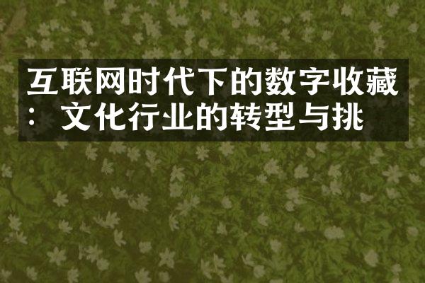 互联网时代下的数字收藏：文化行业的转型与挑战