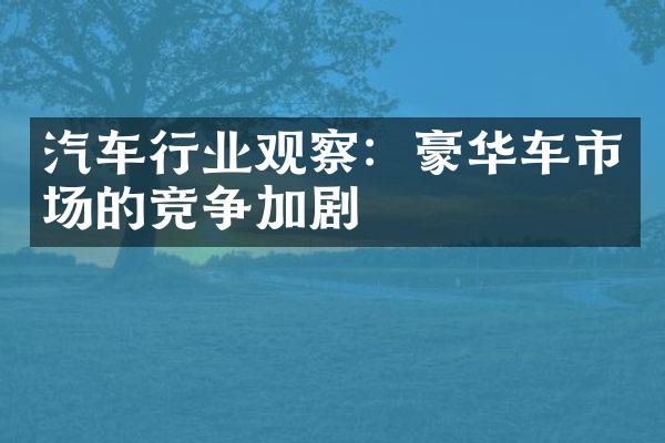 汽车行业观察：豪华车市场的竞争加剧