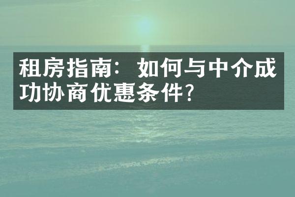 租房指南：如何与中介成功协商优惠条件？