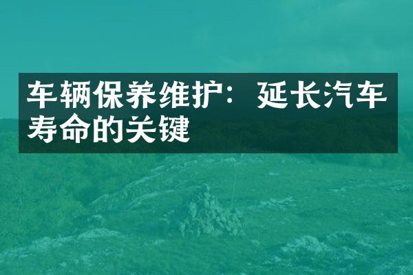 车辆保养维护：延长汽车寿命的关键