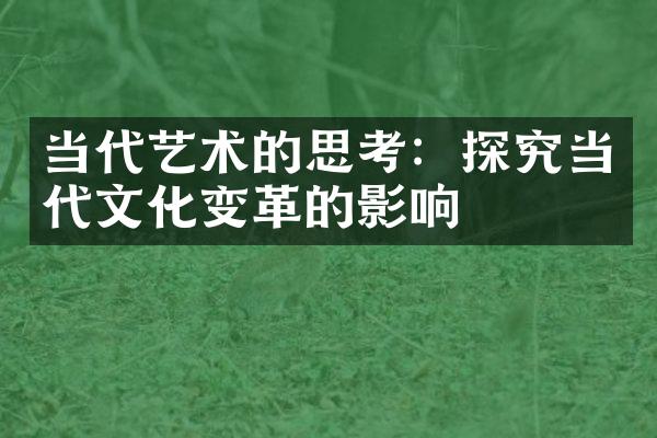 当代艺术的思考：探究当代文化变革的影响