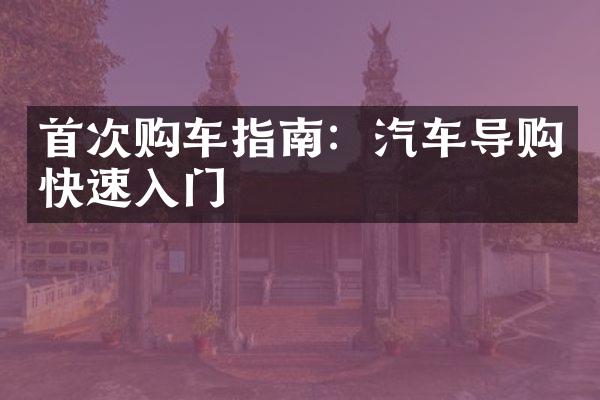 首次购车指南：汽车导购快速入门