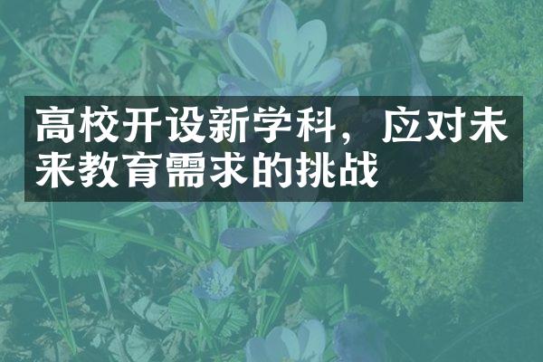 高校开设新学科，应对未来教育需求的挑战