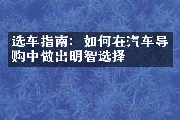 选车指南：如何在汽车导购中做出明智选择