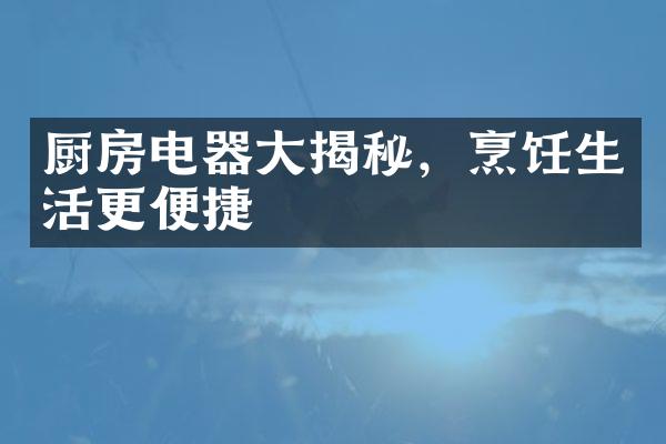 厨房电器大揭秘，烹饪生活更便捷