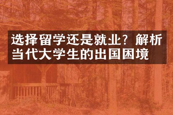 选择留学还是就业？解析当代大学生的出国困境