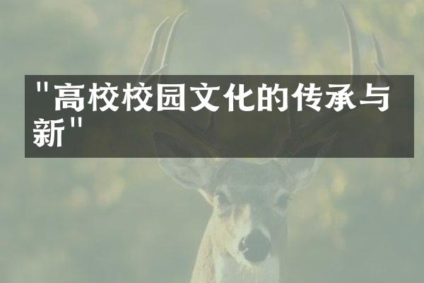 "高校校园文化的传承与创新"