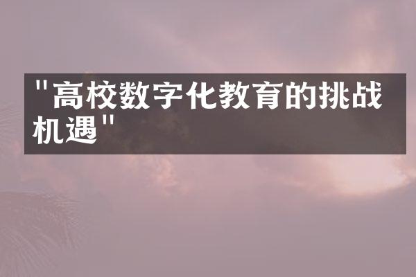 "高校数字化教育的挑战与机遇"