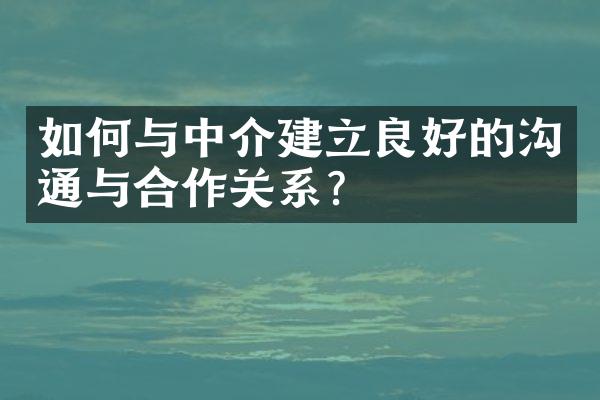 如何与中介建立良好的沟通与合作关系？