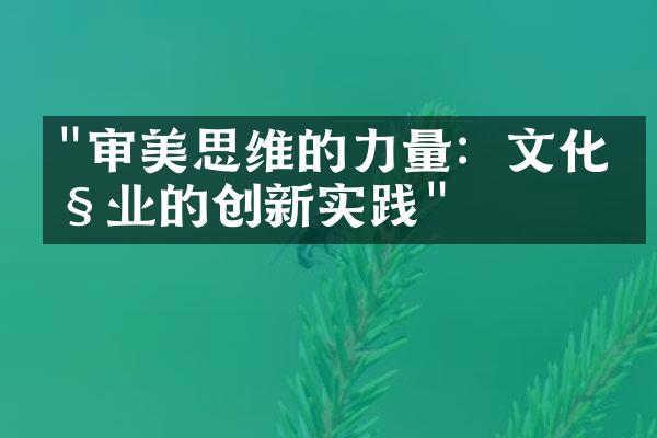 "审美思维的力量：文化产业的创新实践"