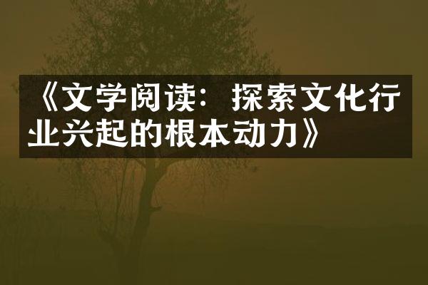 《文学阅读：探索文化行业兴起的根本动力》