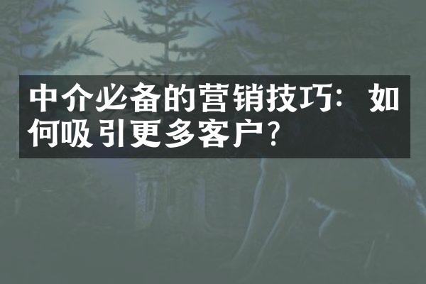 中介必备的营销技巧：如何吸引更多客户？