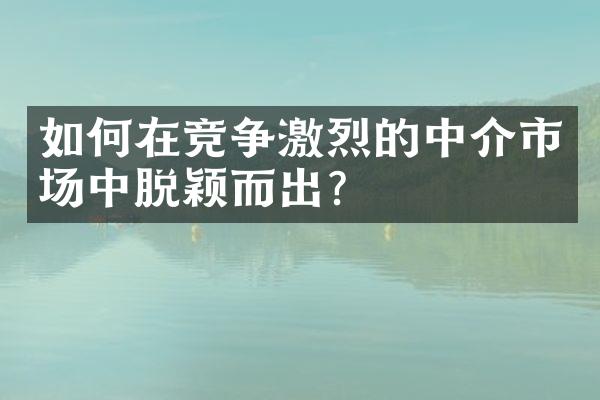 如何在竞争激烈的中介市场中脱颖而出？