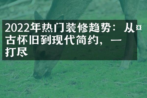 2022年热门装修趋势：从复古怀旧到现代简约，一网打尽