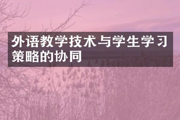 外语教学技术与学生学策略的协同