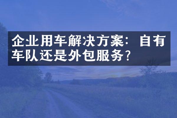 企业用车解决方案：自有车队还是外包服务？