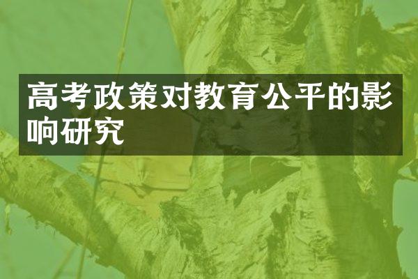 高考政策对教育公平的影响研究