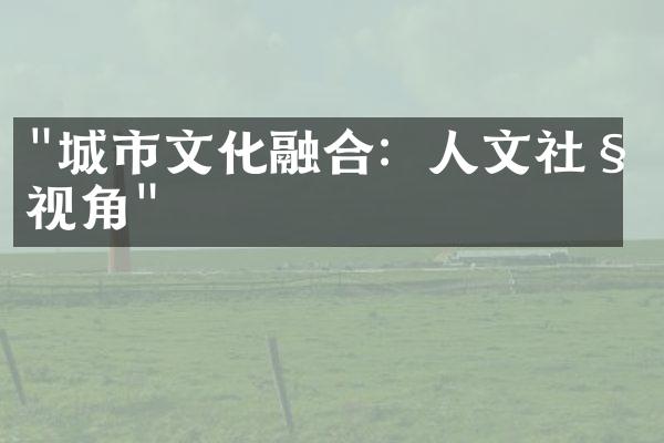 "城市文化融合：人文社科视角"