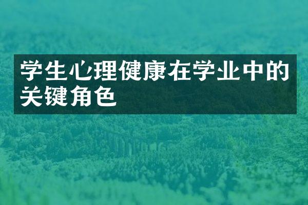 学生心理健康在学业中的关键角色