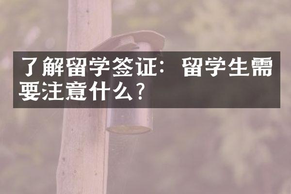 了解留学签证：留学生需要注意什么？