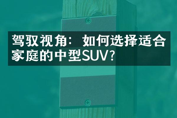 驾驭视角：如何选择适合家庭的中型SUV？