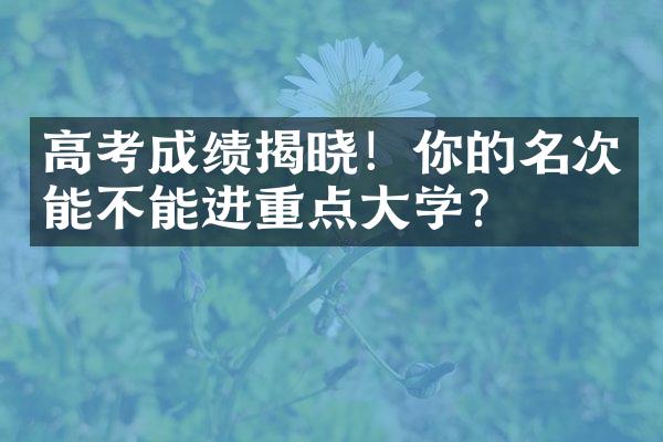 高考成绩揭晓！你的名次能不能进重点大学？