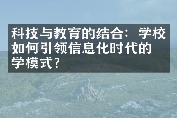 科技与教育的结合：学校如何引领信息化时代的教学模式？