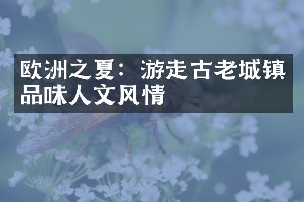 欧洲之夏：游走古老城镇品味人文风情