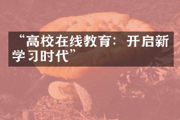 “高校在线教育：开启新学习时代”