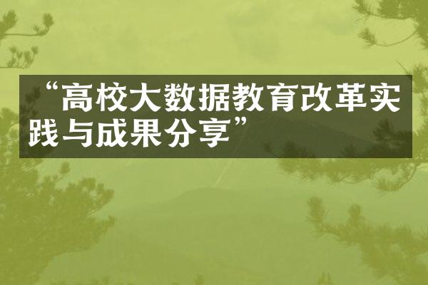 “高校大数据教育改革实践与成果分享”