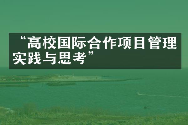 “高校国际合作项目管理实践与思考”