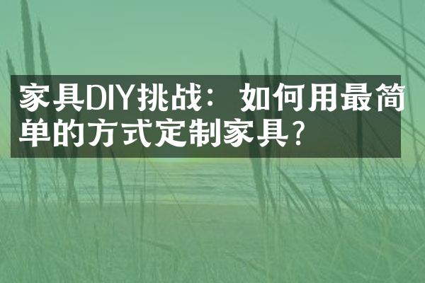 家具DIY挑战：如何用最简单的方式定制家具？