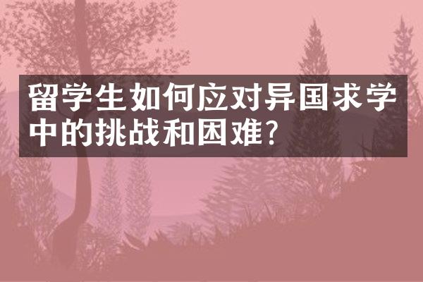 留学生如何应对异国求学中的挑战和困难？