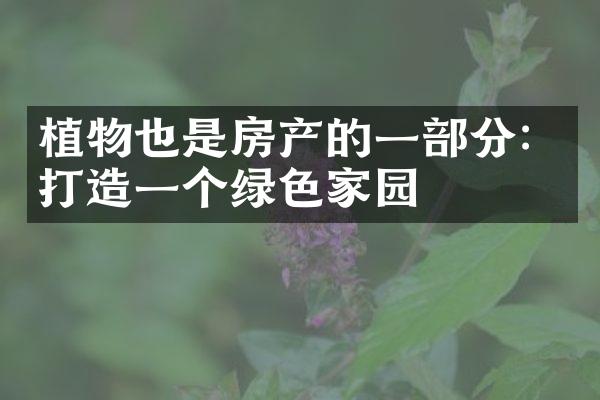 植物也是房产的一部分：打造一个绿色家园