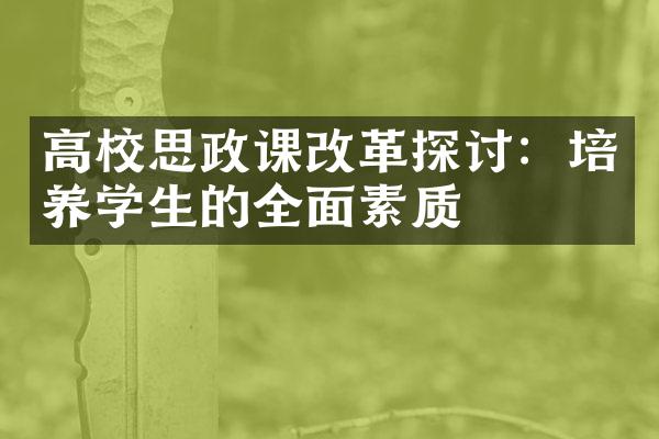 高校思政课探讨：培养学生的全面素质