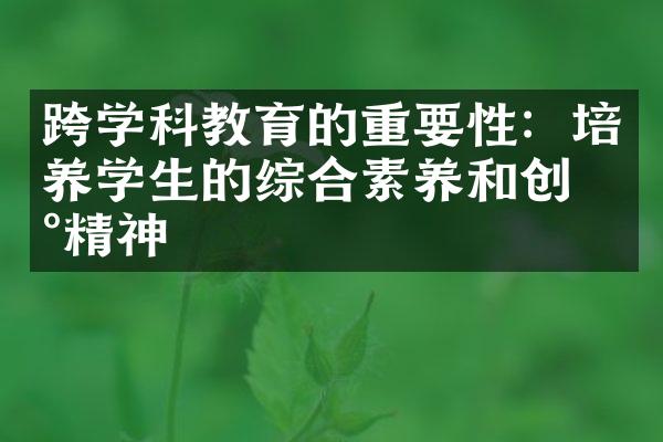 跨学科教育的重要性：培养学生的综合素养和创新精神