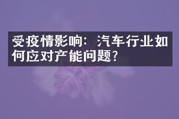 受疫情影响：汽车行业如何应对产能问题？