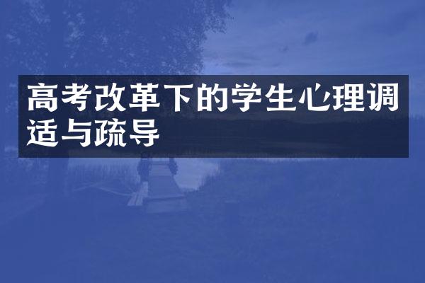 高考改革下的学生心理调适与疏导