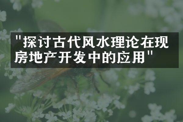 "探讨古代风水理论在现代房地产开发中的应用"