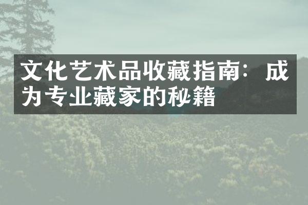 文化艺术品收藏指南：成为专业藏家的秘籍