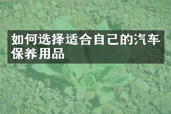 如何选择适合自己的汽车保养用品