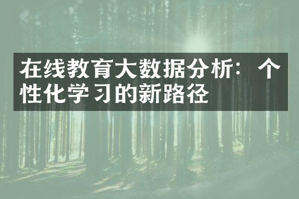 在线教育数据分析：个性化学的新路径