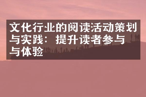 文化行业的阅读活动策划与实践：提升读者参与度与体验