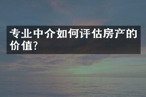 专业中介如何评估房产的价值？