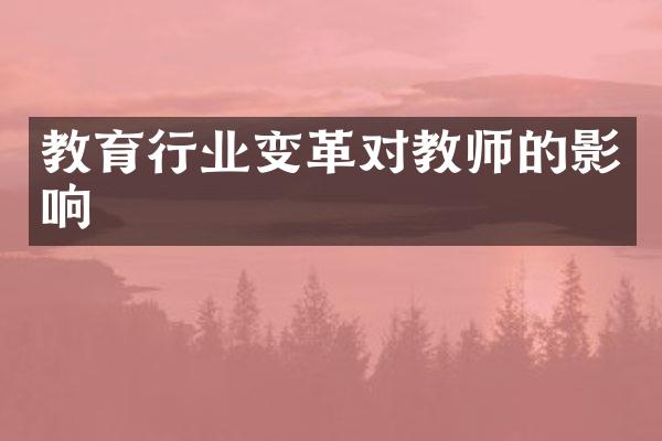 教育行业变革对教师的影响