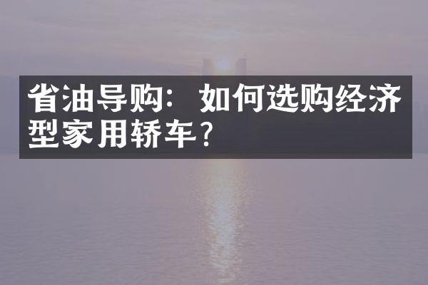 省油导购：如何选购经济型家用轿车？