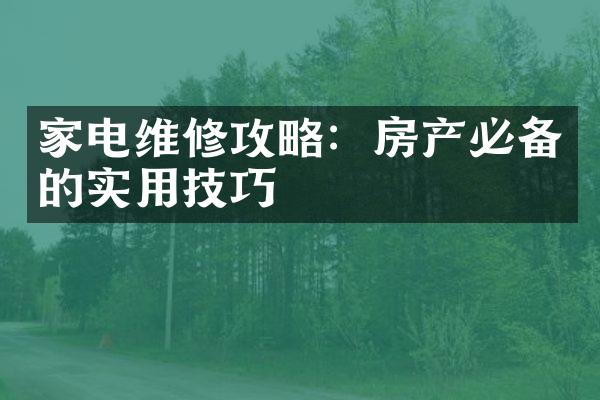 家电维修攻略：房产必备的实用技巧