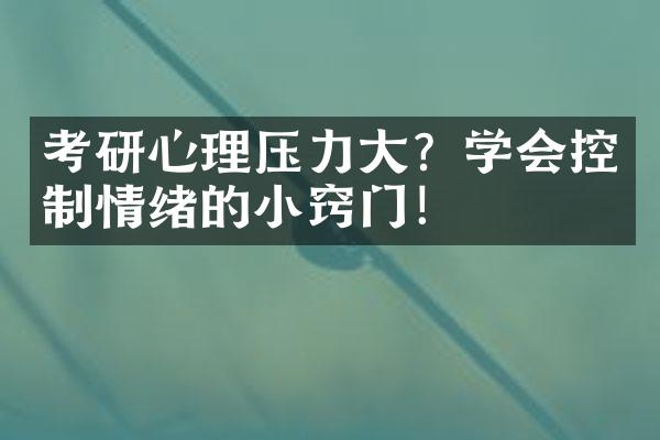 考研心理压力大？学会控制情绪的小窍门！